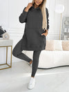 (S-5XL) Plus Size Women's Fashion Solid Color Hoodie and Lined Leggings two-piece set