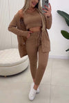 Women's Casual Comfortable Knitted Elastic Waist Pants Three-piece Set