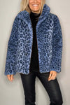 Women's Fashionable Leopard Print Lapel Faux Fur Winter Short Coat