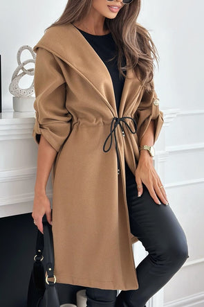 Women's Casual Solid Color Hooded Coat