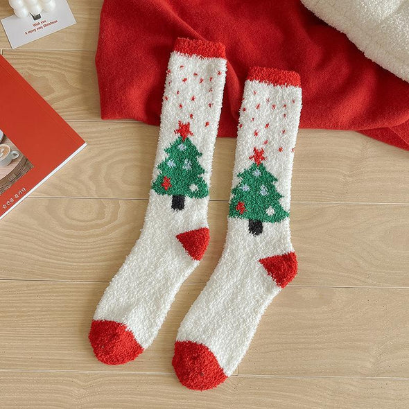 Women's Christmas Non-shedding thickened coral fleece stockings