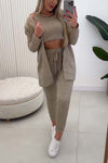 Women's Casual Comfortable Knitted Elastic Waist Pants Three-piece Set