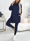 (S-5XL) Plus Size Women's Fashion Solid Color Hoodie and Lined Leggings two-piece set