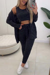 Women's Casual Comfortable Knitted Elastic Waist Pants Three-piece Set